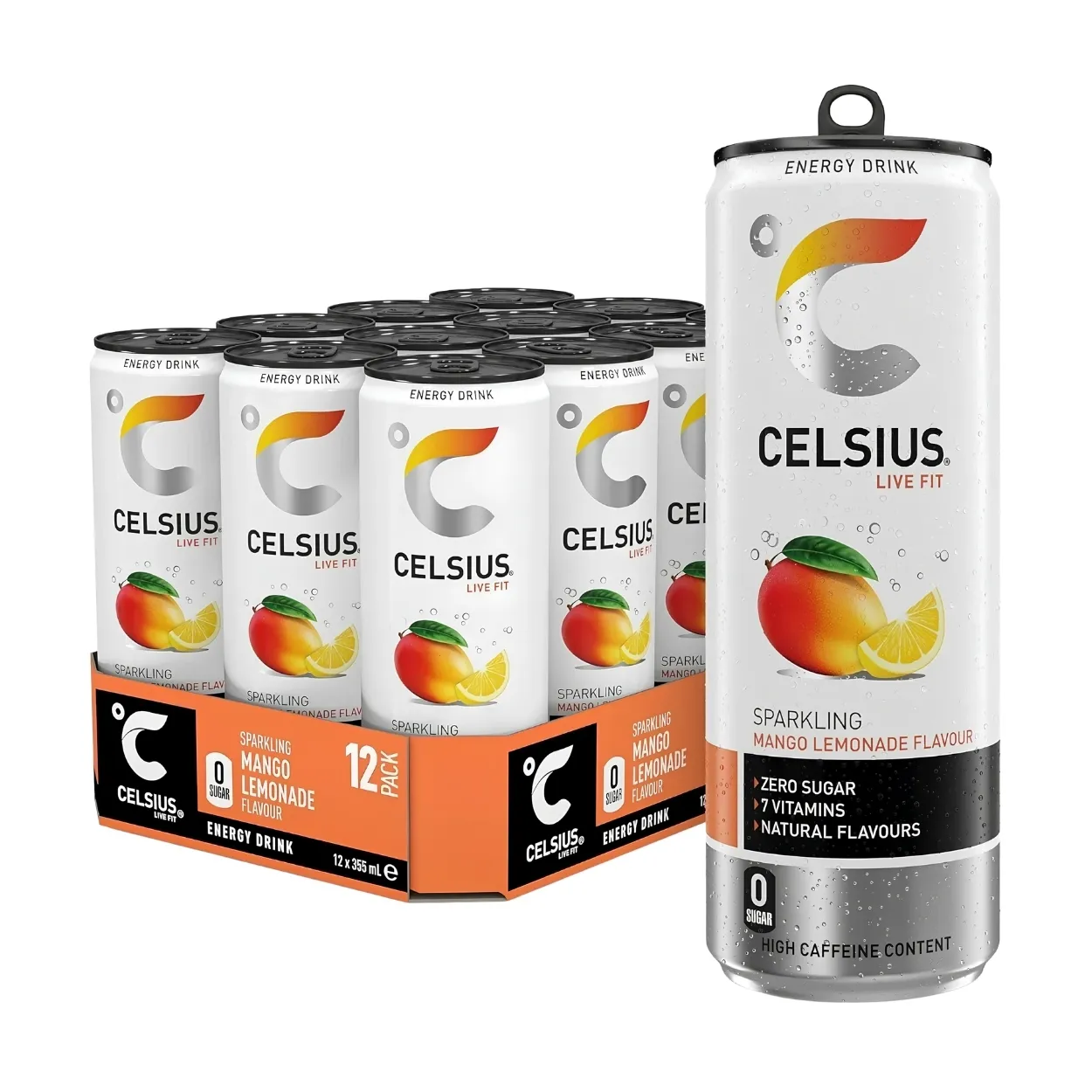 Celsius-Mango-Lemonade-Sugar-Free-Energy-Drink-355ml-Pack-of-12 Celsius Mango Lemonade Sugar Free Energy Drink 355ml – Pack of 12 - Image 1