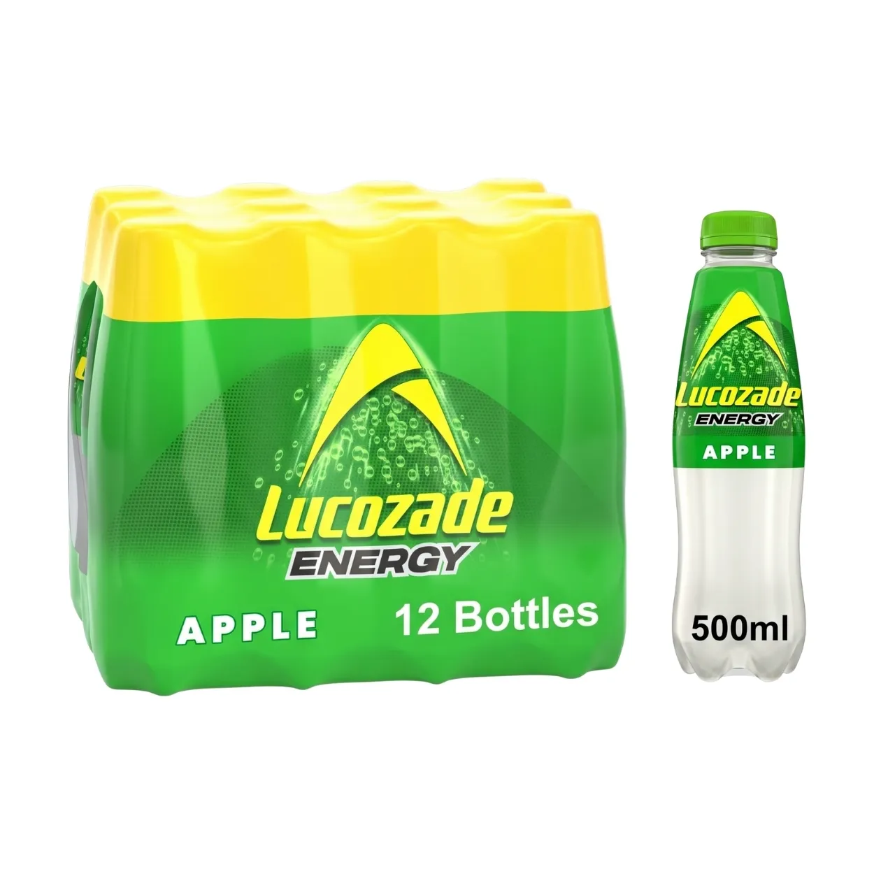 Lucozade-Energy-Apple-Soft-Drink-500ml-Pack-of-12 Lucozade Energy Apple Soft Drink 500ml – Pack of 12 - Image 1