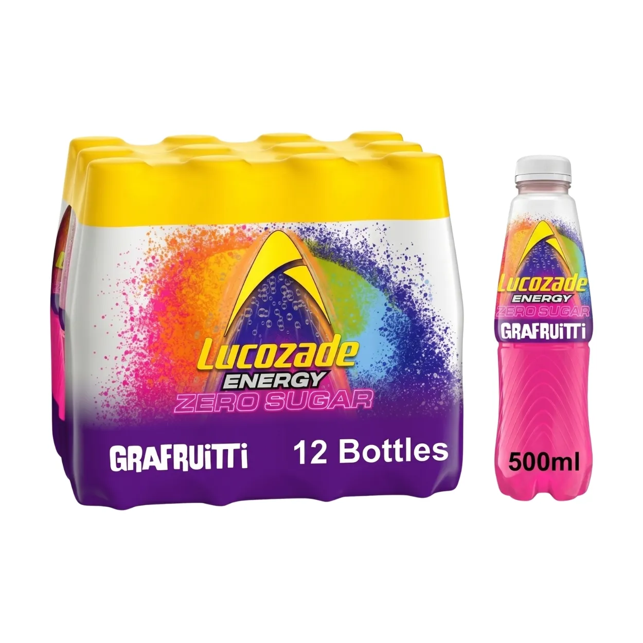 Lucozade-Zero-Grafruitti-Soft-Drink-500ml-Pack-of-12 Lucozade Zero Grafruitti Soft Drink 500ml – Pack of 12 - Image 1