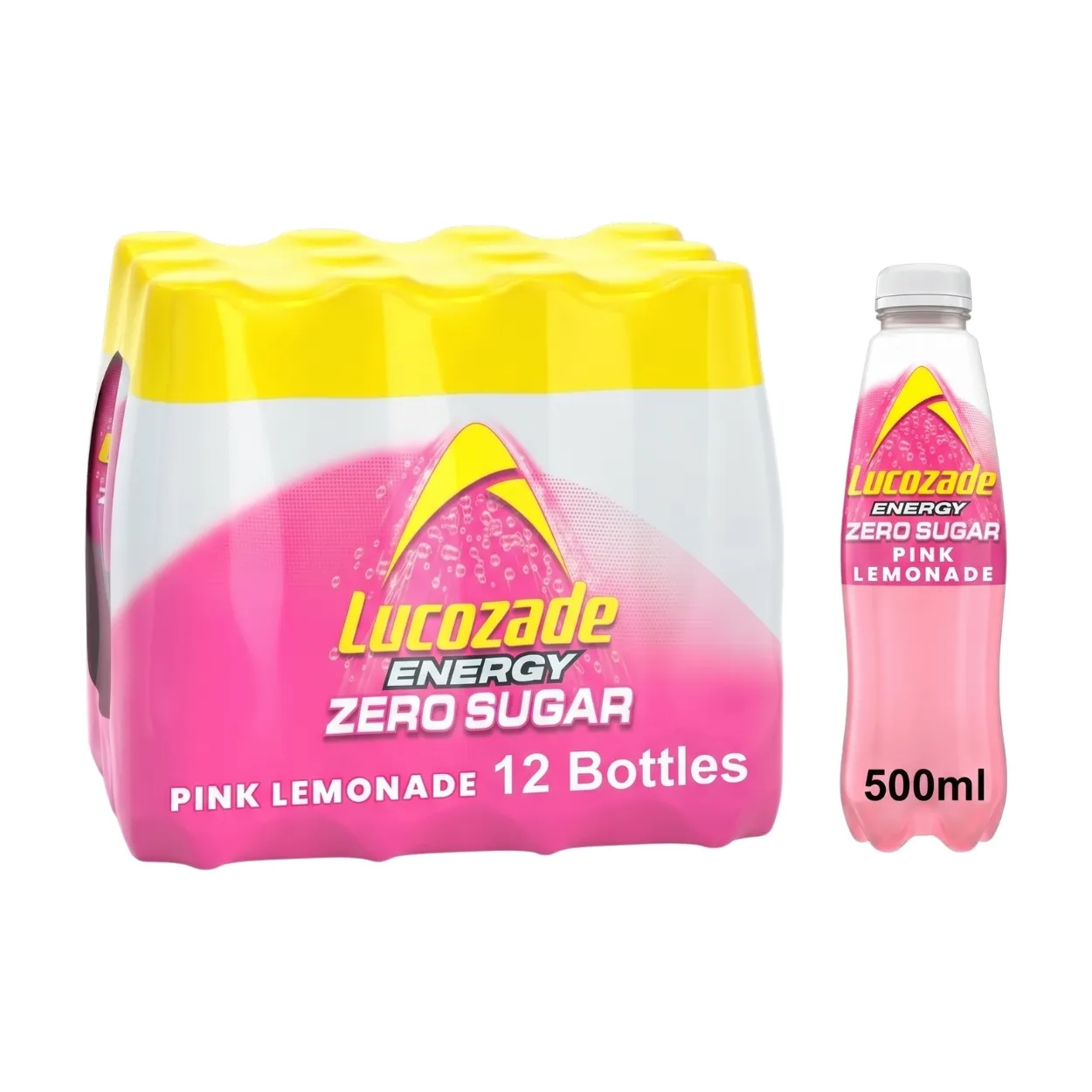 Lucozade-Zero-Pink-Lemonade-Soft-Drink-500ml-Pack-of-12 Lucozade Zero Pink Lemonade Soft Drink 500ml – Pack of 12 - Image 1