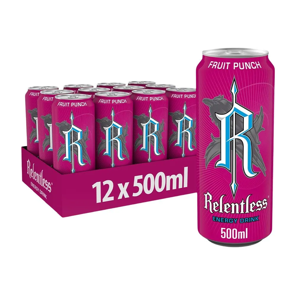 Relentless-Fruit-Punch-Energy-Drink-500ml-Pack-of-12 Relentless Fruit Punch Energy Drink 500ml – Pack of 12 - Image 1