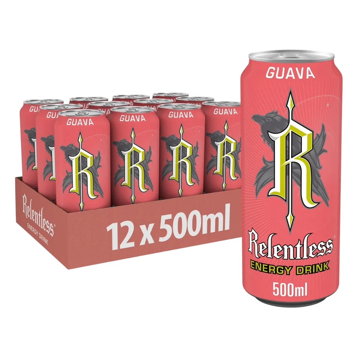 Relentless-Guava-Energy-Drink-500ml-Pack-of-12 Relentless Guava Energy Drink 500ml – Pack of 12 - Image 1