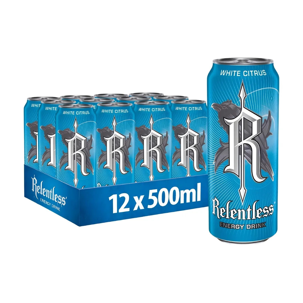 Relentless-White-Citrus-Energy-Drink-500ml-Pack-of-12 Relentless White Citrus Energy Drink 500ml – Pack of 12 - Image 1
