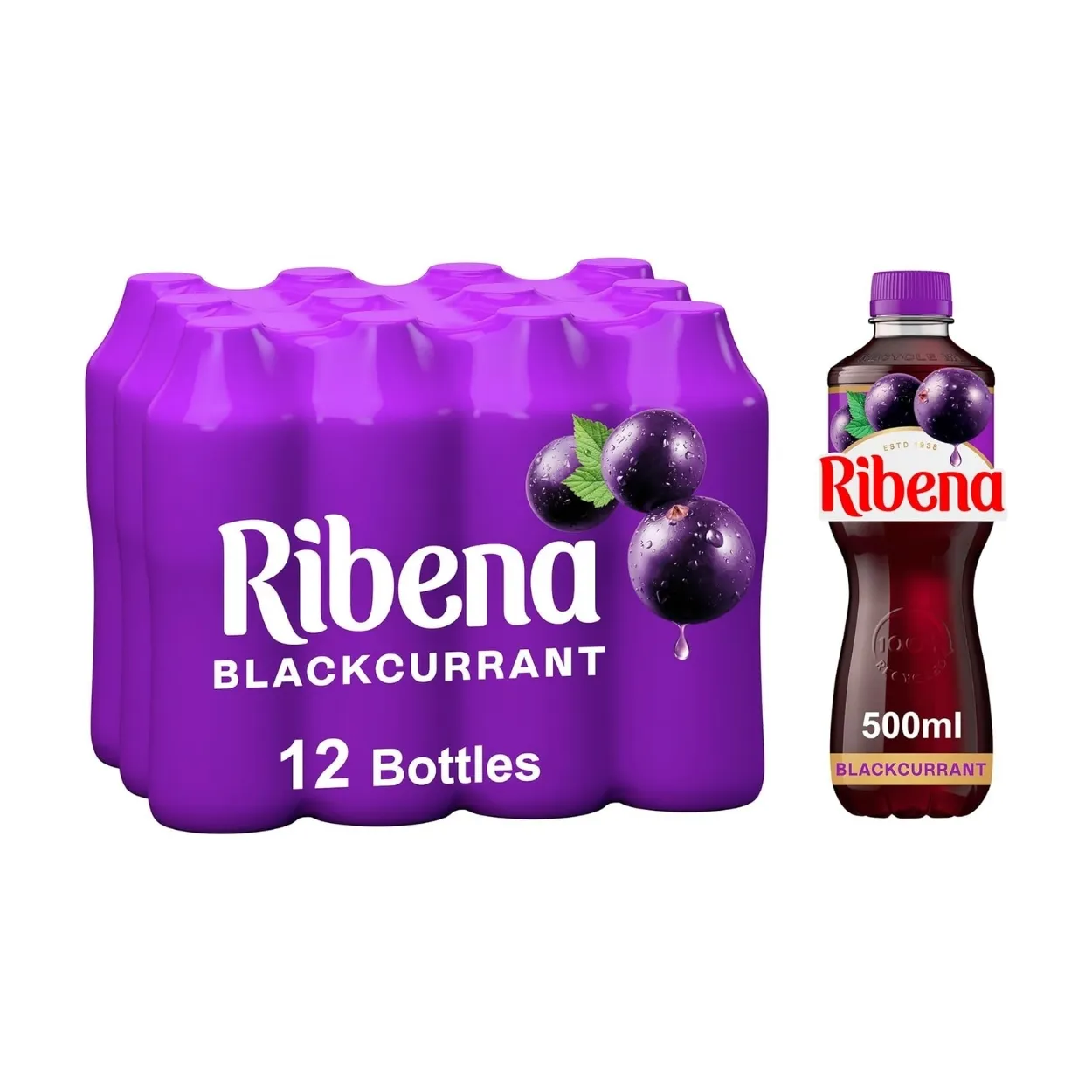 Ribena-Blackcurrant-Juice-Drink-500ml-Pack-of-12 Ribena Blackcurrant Juice Drink 500ml – Pack of 12 - Image 1