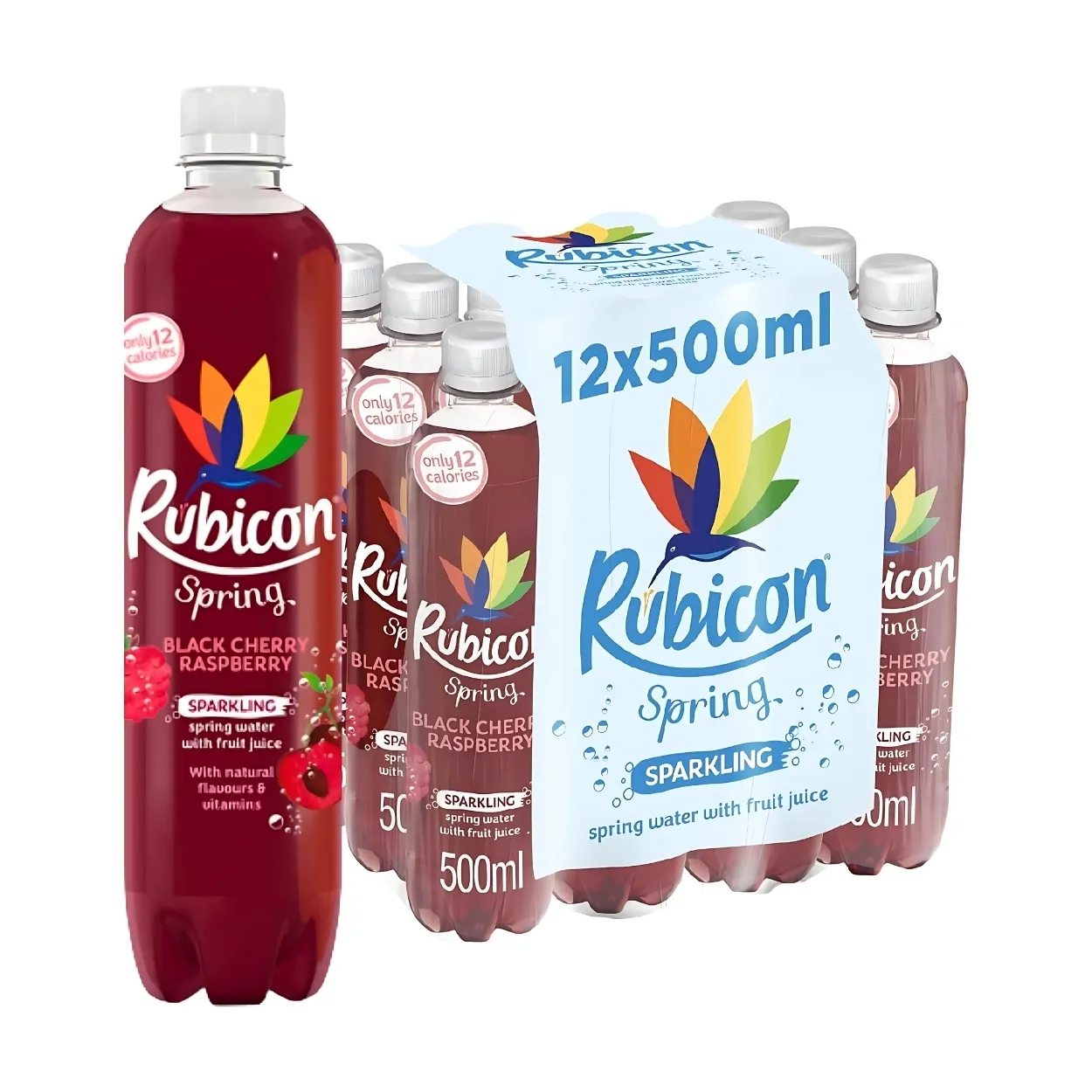 Rubicon-Spring-Black-Cherry-Raspberry-Sparkling-Flavoured-Water-500ml-Pack-of-12 Rubicon Spring Black Cherry Raspberry Sparkling Flavoured Water 500ml Pack of 12